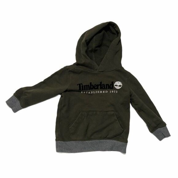 Timberland 3T Olive Green Logo Pullover Hoodie - Picture 1 of 3